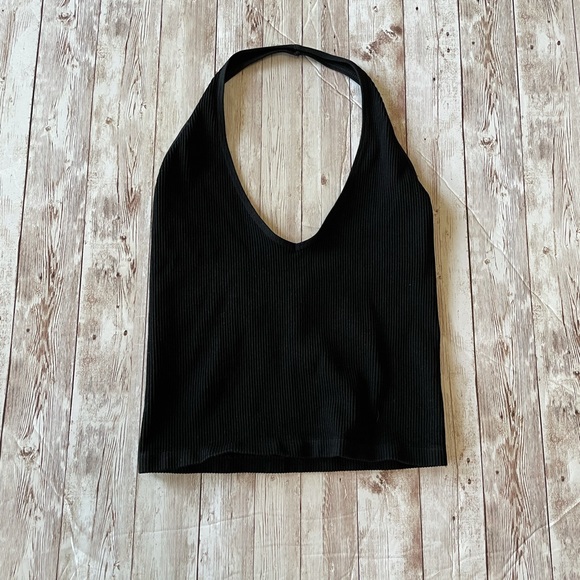 Urban Outfitters Tops - Final Price NWOT Urban Outfitters Black Rubber Halter Crop Top
